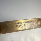 Vintage East Tawas Laundry Michigan Brass Ruler Letter Opener Advertising Phone