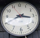 Vintage Ibm Industrial School Clock 13  Metal Glass Usa 