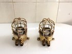 Vintage Original Brass Metal Old Ship Salvaged Bulkhead Antique Light - Set Of 2