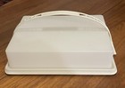 Vtg White Tupperware Rectangular Sheet Cake cupcake Carrier With Handle 622-5