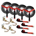16 Pcs 2  X 10  Ratchet Wheel Lift Lasso Strap W  Chain Extension For Tow Truck