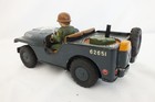 Vtg 1950s 1960s Nomura Tin Litho Army Navy Jeep Blue Friction Toy Project