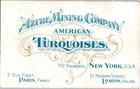 Azure Mining Co  American Turquoises Business Trade Card Paris London Ny
