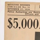 1930 Original  5000 Reward For Location Joseph Force Crater Nyc Pd Circular 11
