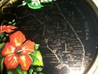 Vintage Florida Black State Round Metal Tray Souvenir 11 Inches