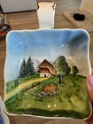 Majolica Relief Ceramic Nappy Dish With Handle Western Germany
