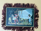 1880s Antique Victorian Silk Fringed Christmas Card Rare