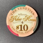 Venetian Las Vegas Nevada  10 Casino Chip 2006 Poker Room Gaming Token Cards