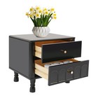Black Retro Bedside Table End Table With 2 Drawers For Bedroom Or Living Room Us