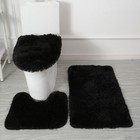 3-piece Bathroom Bath Mat Contour Rug Set With Toilet Lid Cover Kit Anti Slip  