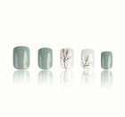 24 Pcs Short Square Leaf Press On Nails