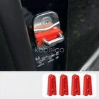 4pcs Red Car Door Lock Cover Pad  Silicone Shock Absorber For Sedan  Suv