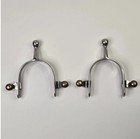 Vintage Stainless Steel English Ball Spurs W Brass Rowels-horse Barn-pair Boots