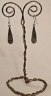 Vintage Navajo Sterling Silver Turquoise Inlay Drop Dangle Earrings
