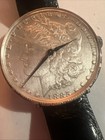 1885 Morgan Silver Dollar Coin Watch Vintage 1970s  17 Jewels  Swiss Made Mmmmm