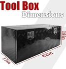 42  Aluminum Truck Black Tool Box Underbody Toolbox Pickup Trailer Storage lock