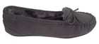 Women Suede Grey Moccasin Slip Ons Faux Fur Lined Flats Indoor Outdoor