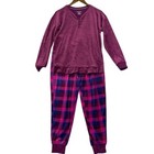 Nwot Nautica Medium Womens Burgundy Henley Pajama Set With Plaid Jogger
