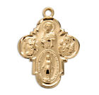 Gold Over Sterling Silver Four-way Cross Medal Pendant Necklace  8 10 Inch