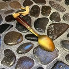 Vintage Brass And Teak Demitasse Tea Spoon Made In Thailand 3 75  Long X 1  Wide