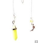 Glow In The Dark Yellow Quartz Pendulum     Star Charm     Ghost Hunting Tool
