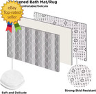 4pcs Grey Shower Curtain Set With Rugs Stripe Bathroom Sets Geometric Wave Lines