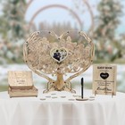 Rustic Wooden Wedding Guest Book With Heart Frame  Personalized Decor For Party