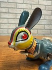 Vintage 1950s Marx Linemar Tin Litho Wind-up Hopping Bunny Rabbit Toy - Works