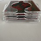 Circa 1970 Set Of 4 Vintage Acrylic Possibly Lucite Coasters   Holder Barware