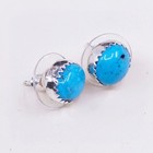 Vtg Sterling Silver Handmade Earrings  Southwestern 925 Studs With Turquoise