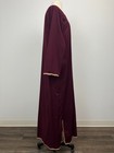 Vintage Burgundy Kaftan Djellaba Maxi Dress Gold Embroidery L Xl Boho Festival