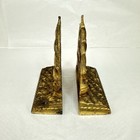 Vintage Pair Cast Iron Nautical Galleon Ship Bookends Gold Finish Maritime Decor