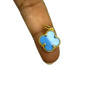 Natural Sleeping Beauty Turquoise Solid 18k Gold Partywear Women Charm Pendant