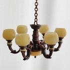 1 12 Scale Dollhouse 6 Heads Chandelier Copper Lamp Light Not Bright Miniature