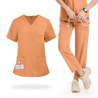 4-way Stretch Summer Medical Nursing Scrub Uniform Set Men Women V-neck Straight