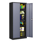 72 Inch Tall Metal Cabinet With 2 Doors Garage Cabinet With 5 Adjustable Shelves