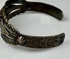 Vintage Fred Harvey Style Cuff Bracelet Sterling Silver Navajo