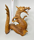 Hand Carved Wooden Chinese Dragon Statue Sculpture Figurine Vintage