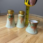 Vintage Grape Porcelain Salt Pepper Shakers   Creamer Set Gold Trim Hand Painted
