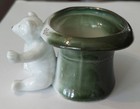 Antique German Porcelain Fairing Bear Souvenir Top Hat Toothpick Holder  Stamped
