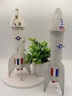  Lot Of 2 Vintage 1957 Astro Mfg Rocket Mechanical Coin Banks Berzac