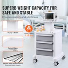 4 Tiers Lab Carts Mobile Medical Cart With 3 Drawers   1 Top Tray White