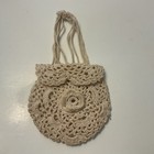 Vintage Crochet Doll Purse Beige Cream Bag 5    Long No Opening
