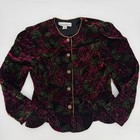 Vtg 90s Floral Velvet Goth Jacket Romantic Boho Grunge Cropped Blazer S