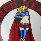Vintage Red Head Motor Oil Sign - Gasoline Pump Superwoman Porcelain Sign