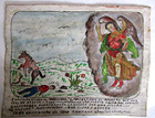 Antique Hp Mexican Tin Retablo Archang  Gabriel Save Man Fall From Horse In 1902