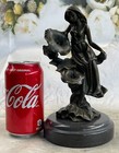 Girl Resting On Flower Bronze Sculpture Statue Figure Fantasy Decor 9  X 5 
