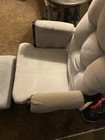 Gray Upholstered Wooden Nursery Glider Chair With Matching Ottoman Footstool