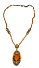 Antique Amber Czech Glass Pendant Necklace  Art Nouveau Victorian