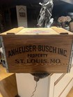 Vtg 1970s Anheuser Busch Wood Metal Beer Crate Box Lid Budweiser